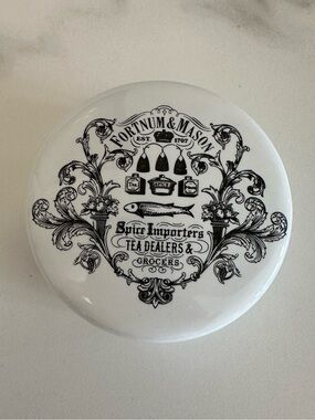 Vintage White Fortnum & Mason Spice Inporters Porcelain Lidded Storage Pot